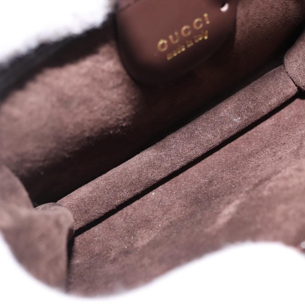 GUCCI Hand Bag Suede Brown Gold 007 2046 0284 Auth ep15129