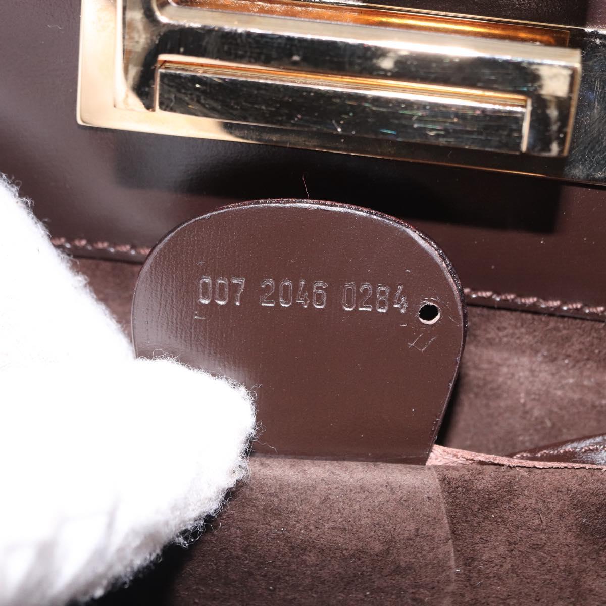 GUCCI Hand Bag Suede Brown Gold 007 2046 0284 Auth ep15129