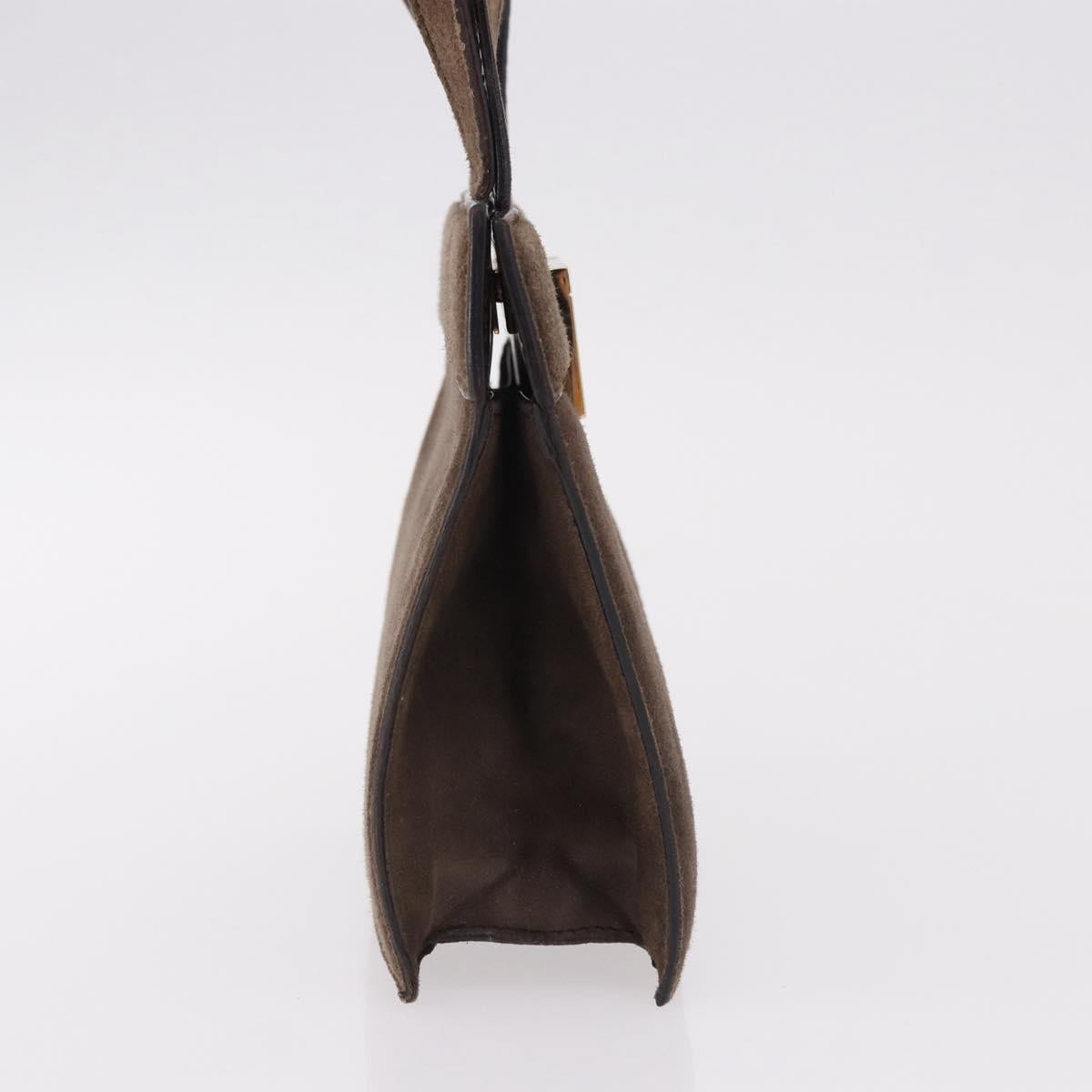 GUCCI Hand Bag Suede Brown Gold 007 2046 0284 Auth ep15129