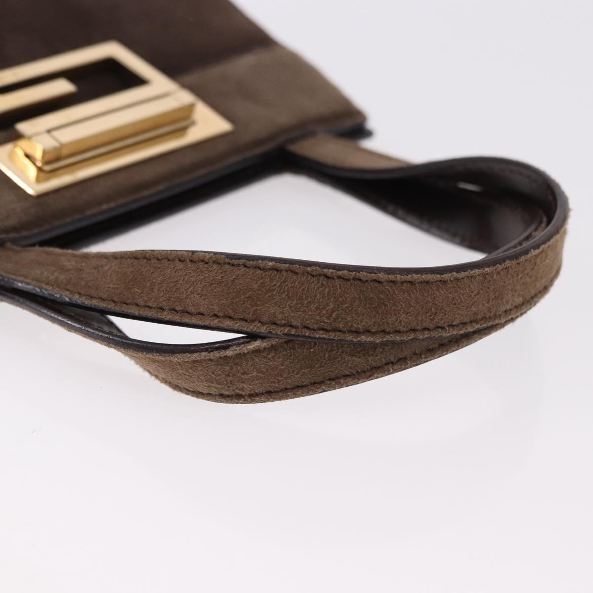 GUCCI Hand Bag Suede Brown Gold 007 2046 0284 Auth ep15129