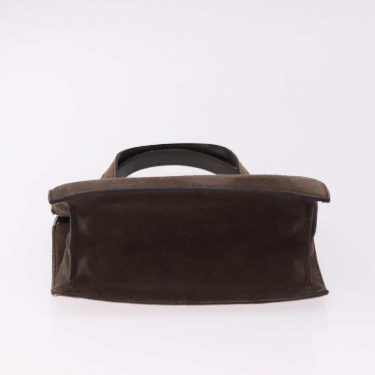 GUCCI Hand Bag Suede Brown Gold 007 2046 0284 Auth ep15129