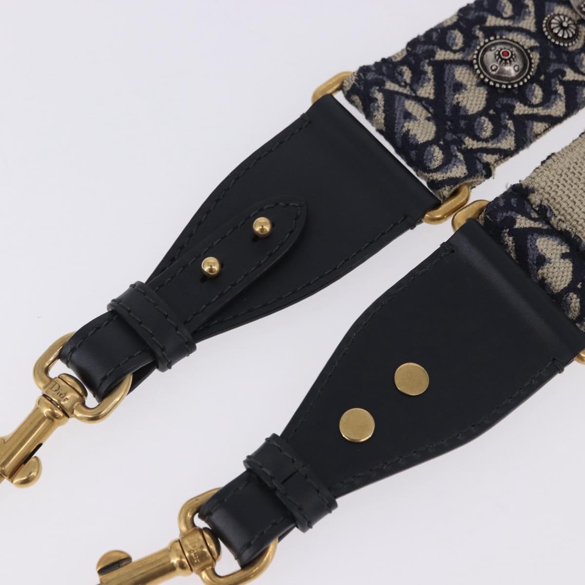 Christian Dior Trotter Canvas Shoulder Strap 36.6"" Navy Gold Auth ep15133M