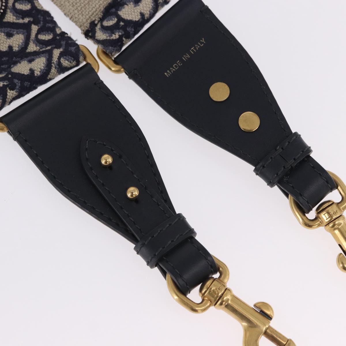 Christian Dior Trotter Canvas Shoulder Strap 36.6"" Navy Gold Auth ep15133M