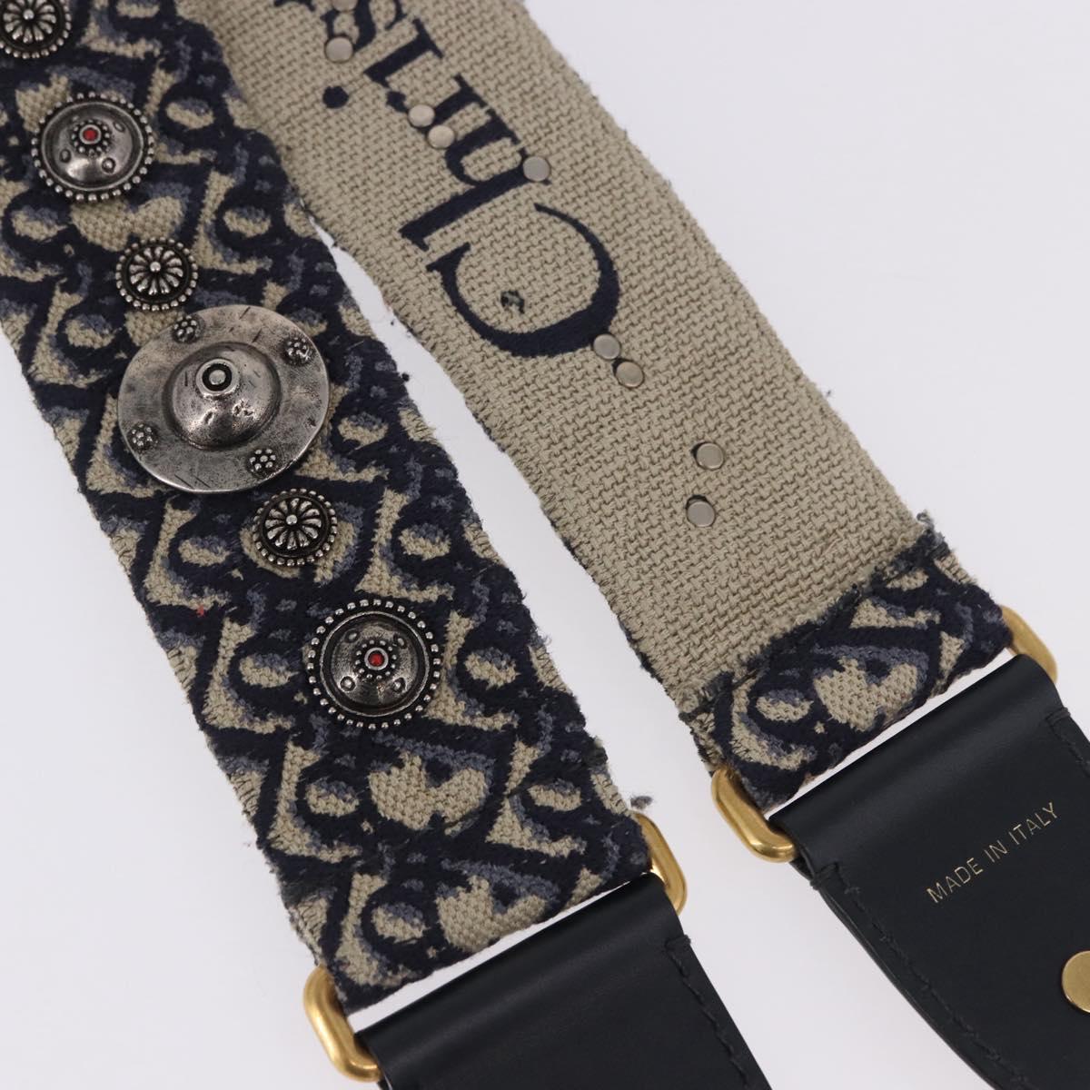 Christian Dior Trotter Canvas Shoulder Strap 36.6"" Navy Gold Auth ep15134M