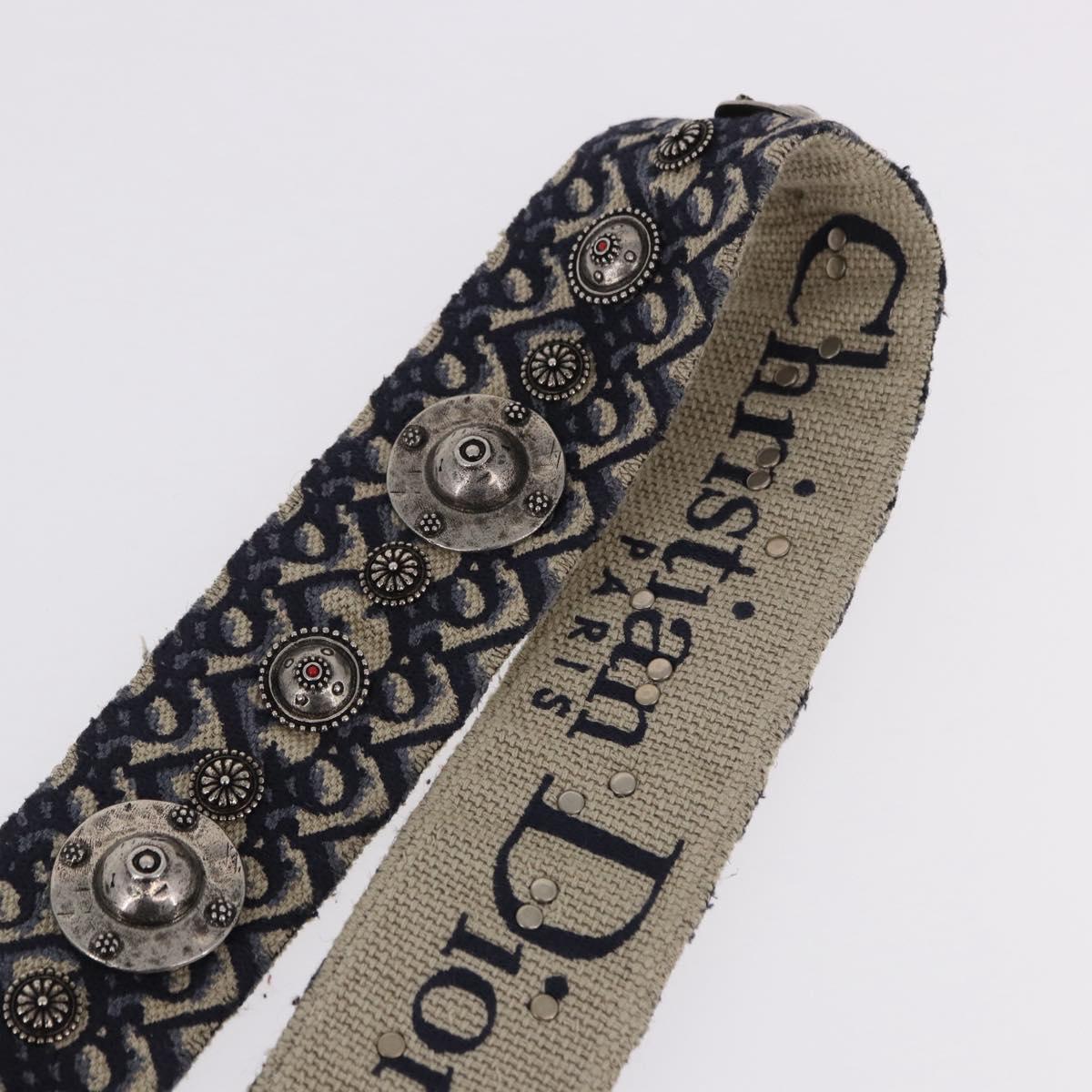Christian Dior Trotter Canvas Shoulder Strap 36.6"" Navy Gold Auth ep15134M