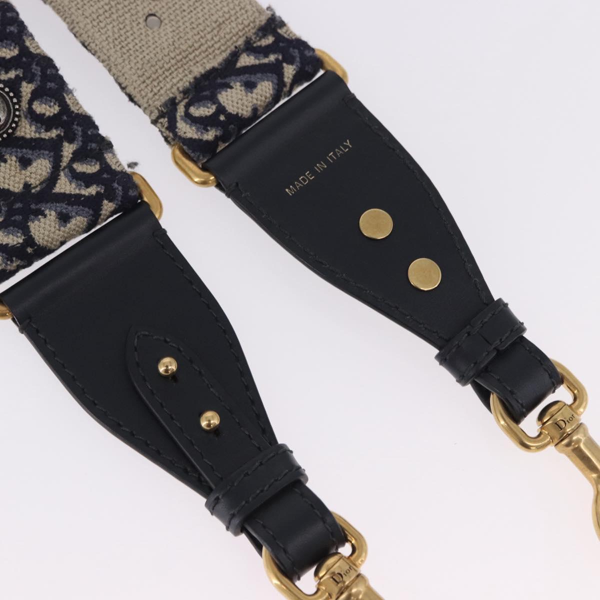 Christian Dior Trotter Canvas Shoulder Strap 36.6"" Navy Gold Auth ep15134M