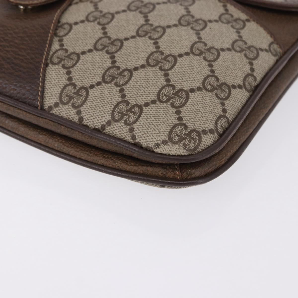 GUCCI GG Supreme Shoulder Bag PVC Leather Beige Gold Tone Auth ep15139