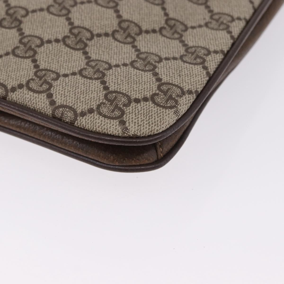GUCCI GG Supreme Shoulder Bag PVC Leather Beige Gold Tone Auth ep15139