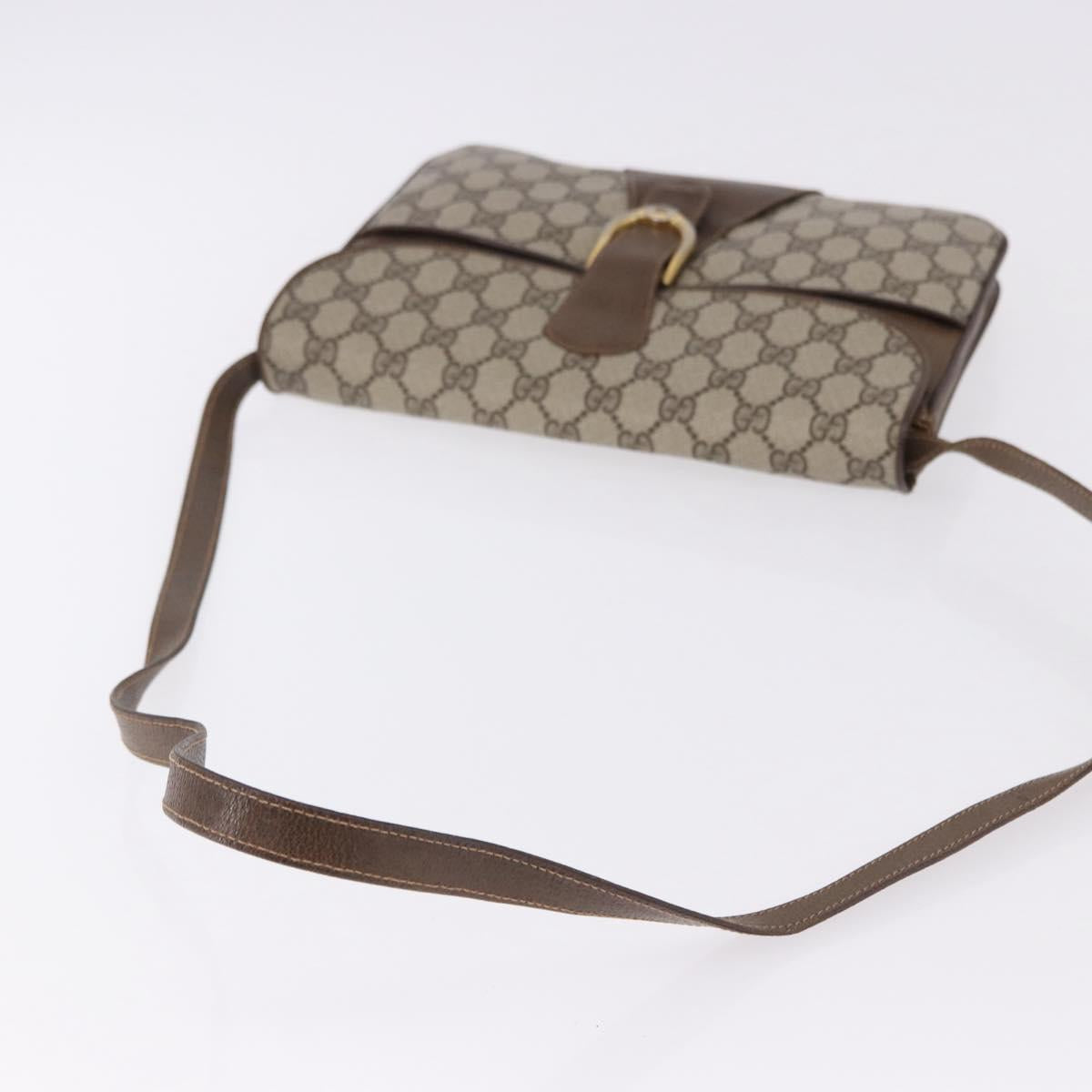 GUCCI GG Supreme Shoulder Bag PVC Leather Beige Gold Tone Auth ep15139