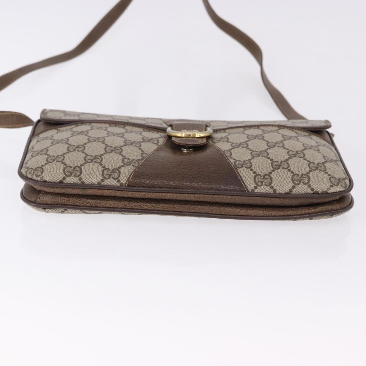 GUCCI GG Supreme Shoulder Bag PVC Leather Beige Gold Tone Auth ep15139