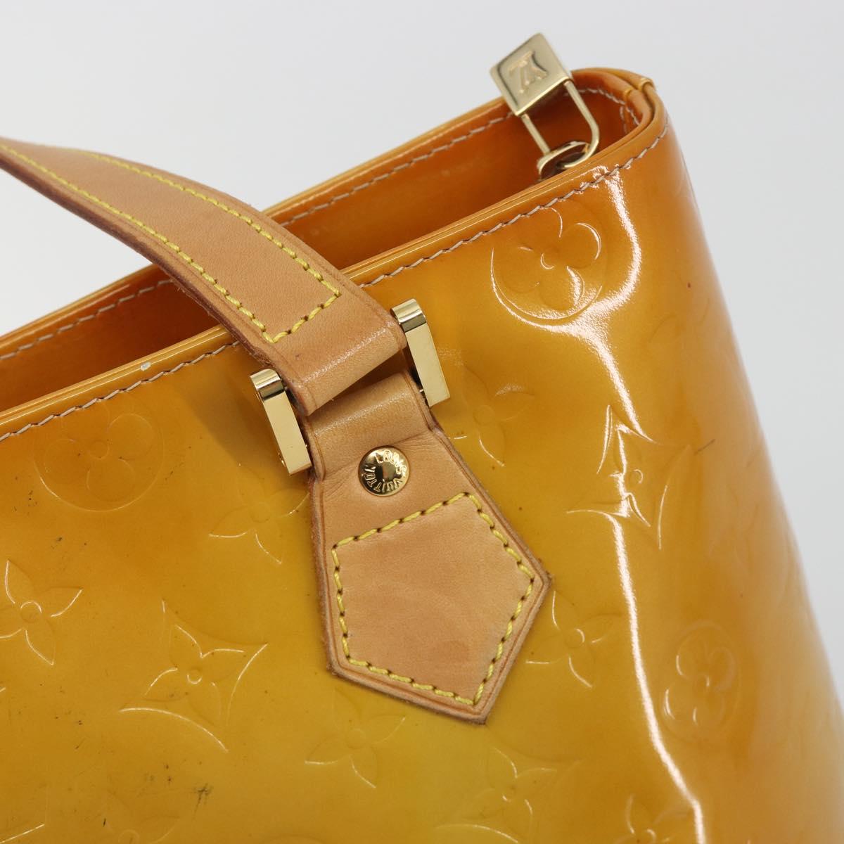 LOUIS VUITTON Monogram Vernis Houston Hand Bag Beige M91004 LV Auth ep15141