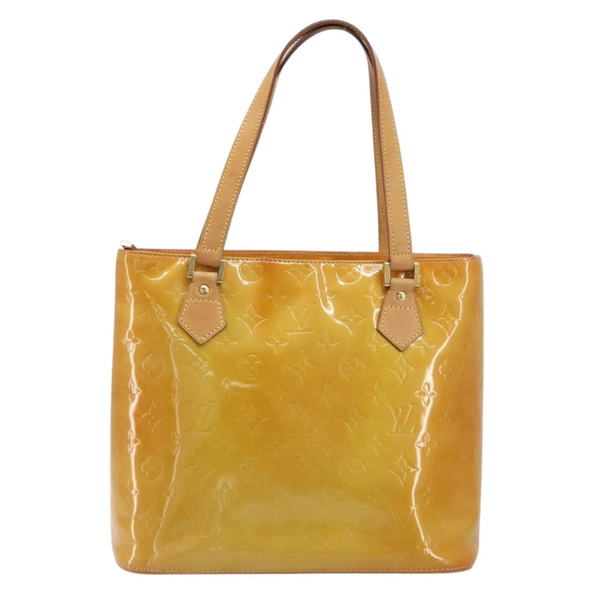 LOUIS VUITTON Monogram Vernis Houston Hand Bag Beige M91004 LV Auth ep15141
