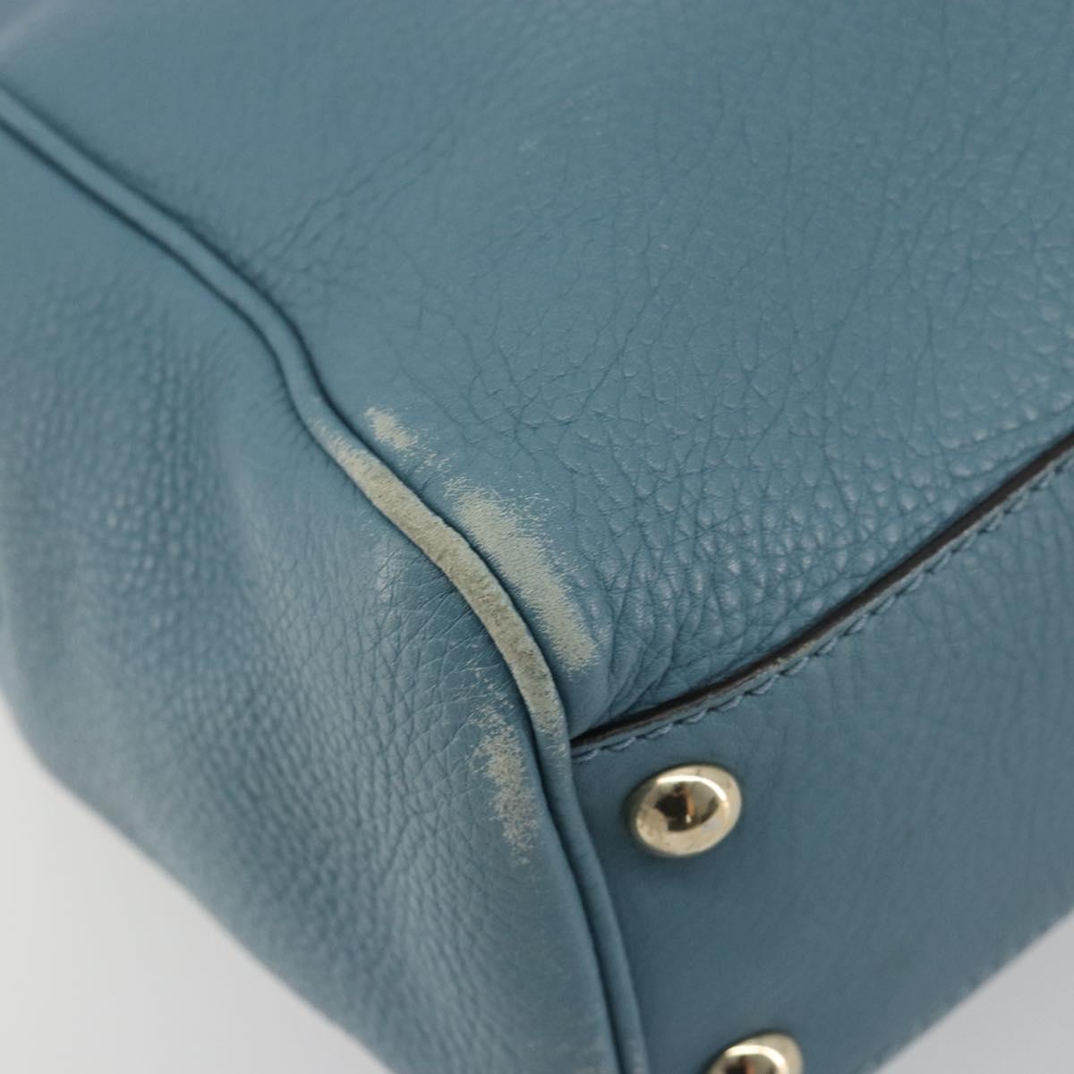 GUCCI Bamboo Hand Bag Leather 2way Blue Silver 336032 Auth ep15143