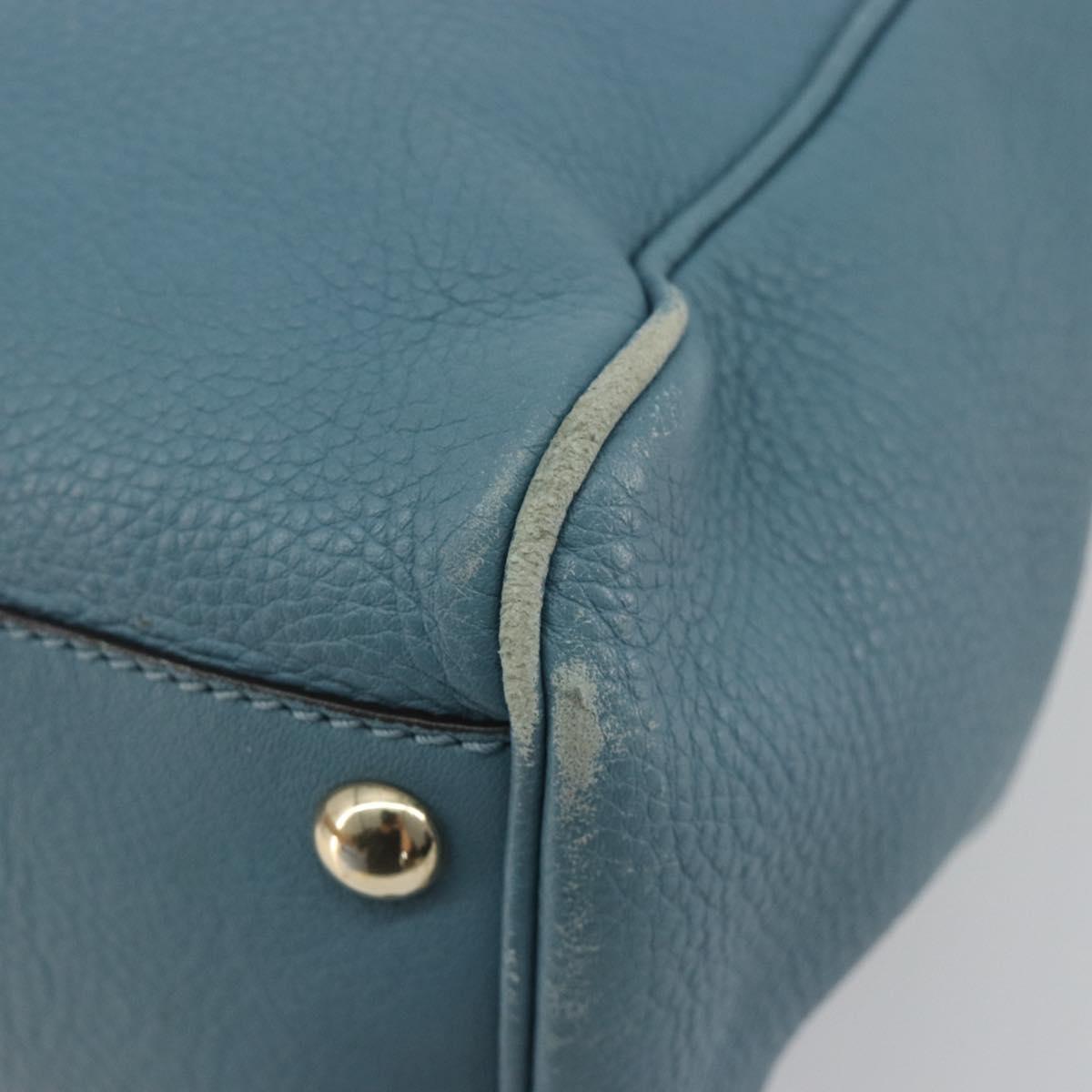 GUCCI Bamboo Hand Bag Leather 2way Blue Silver 336032 Auth ep15143