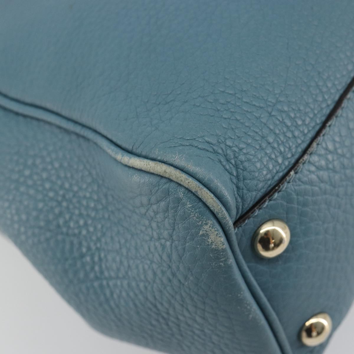 GUCCI Bamboo Hand Bag Leather 2way Blue Silver 336032 Auth ep15143
