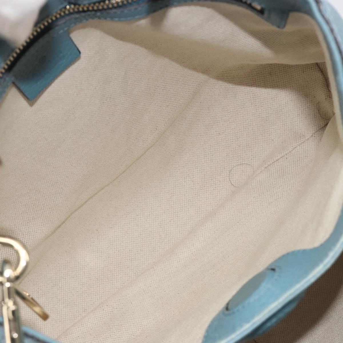 GUCCI Bamboo Hand Bag Leather 2way Blue Silver 336032 Auth ep15143