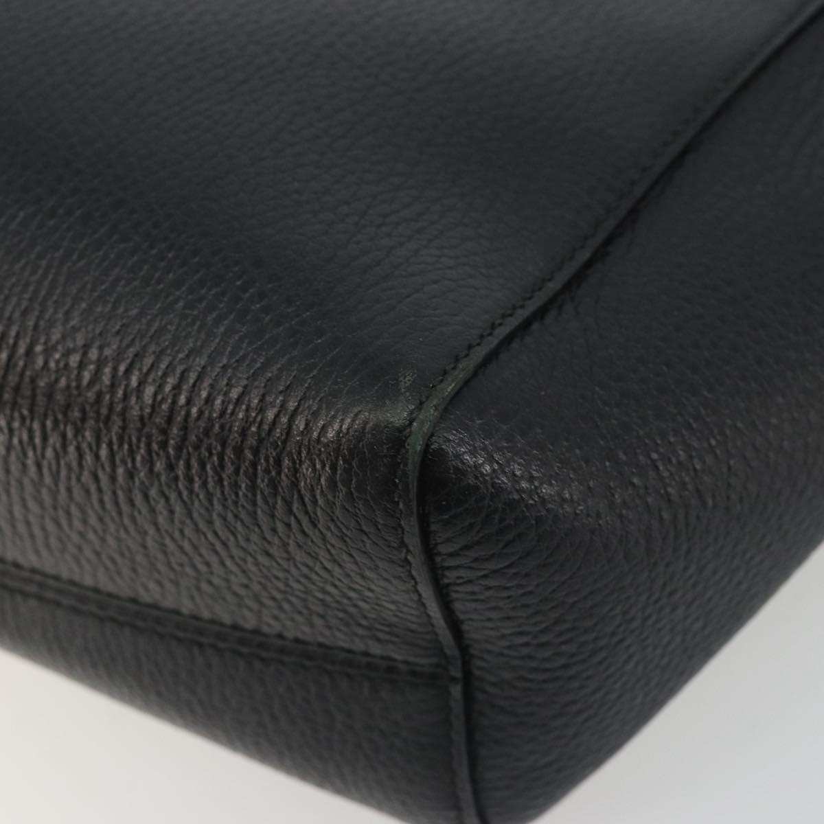GUCCI Hand Bag Leather 2way Black Gold Tone Auth ep15144