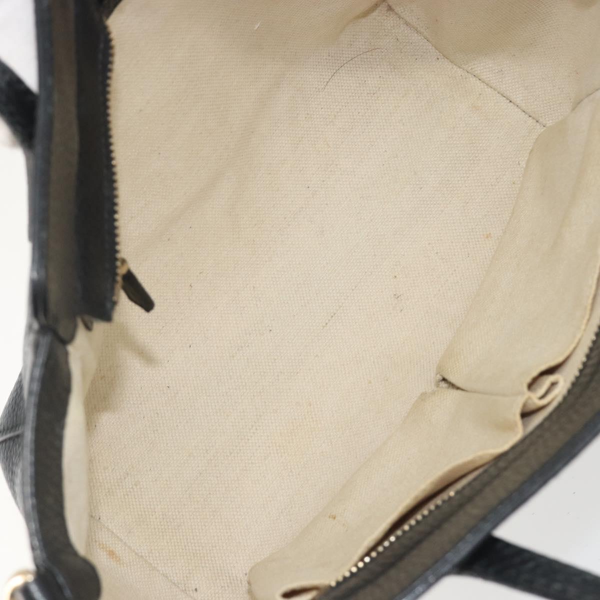 GUCCI Hand Bag Leather 2way Black Gold Tone Auth ep15144