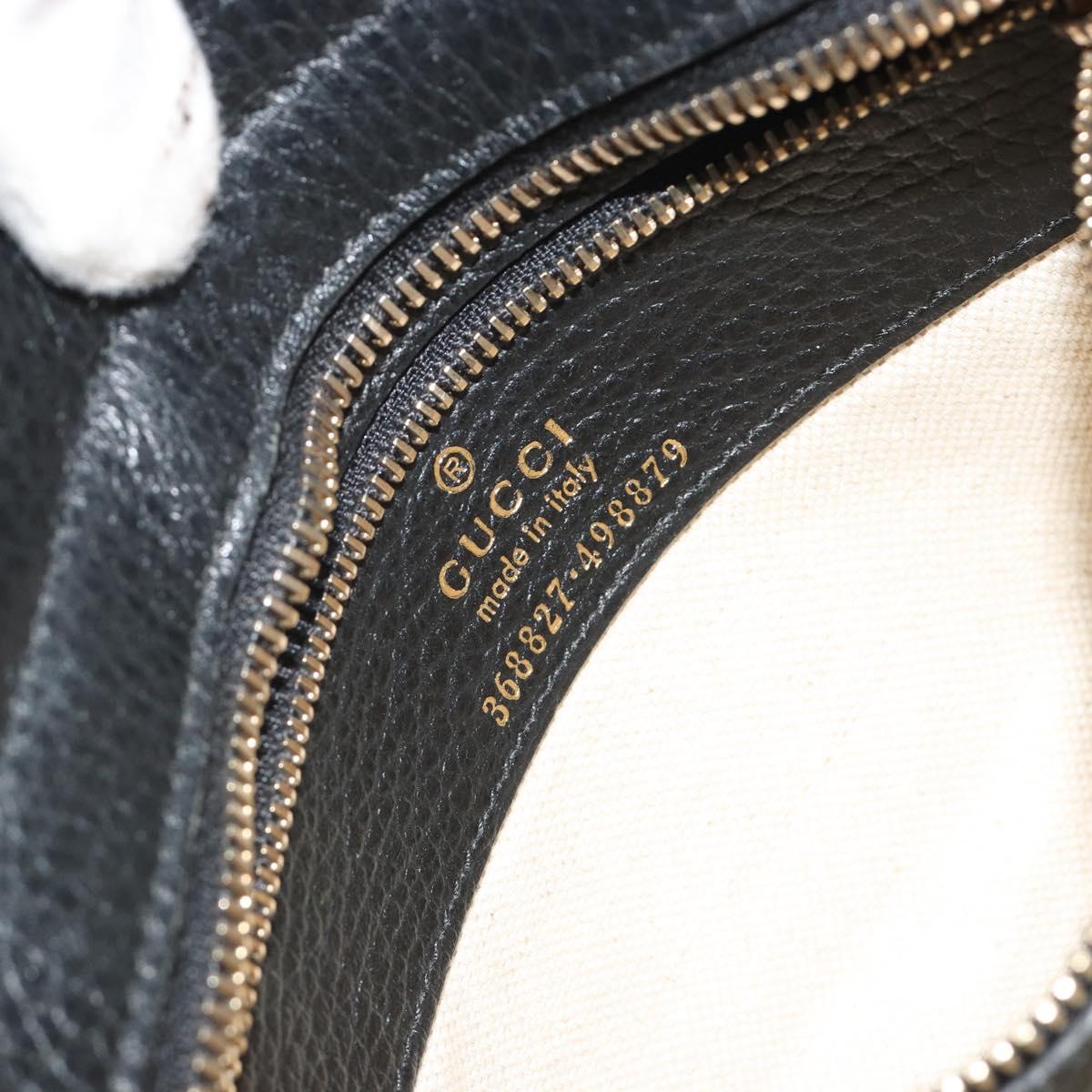 GUCCI Hand Bag Leather 2way Black Gold Tone Auth ep15144