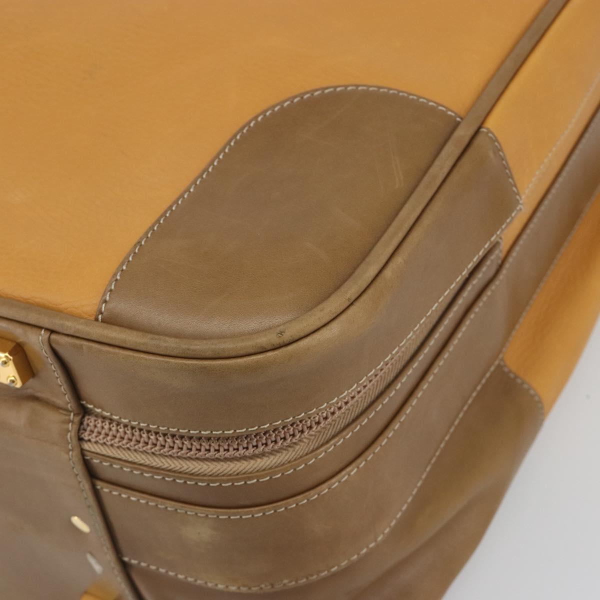 LOEWE Anagram Trunk Leather Beige Gold Tone Auth ep15147