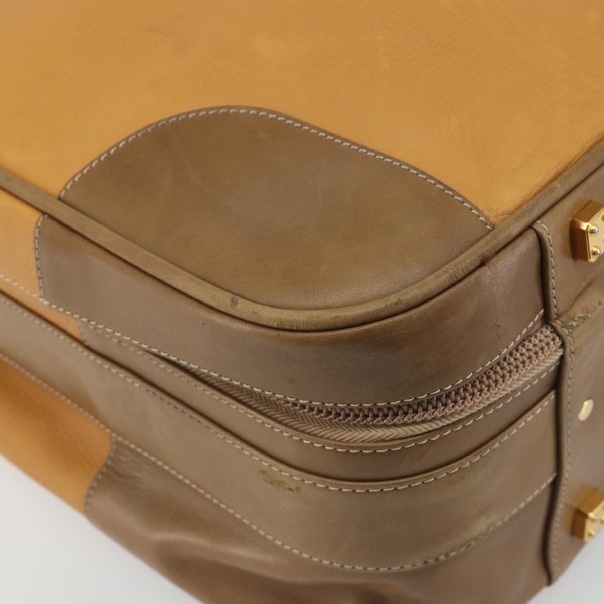 LOEWE Anagram Trunk Leather Beige Gold Tone Auth ep15147