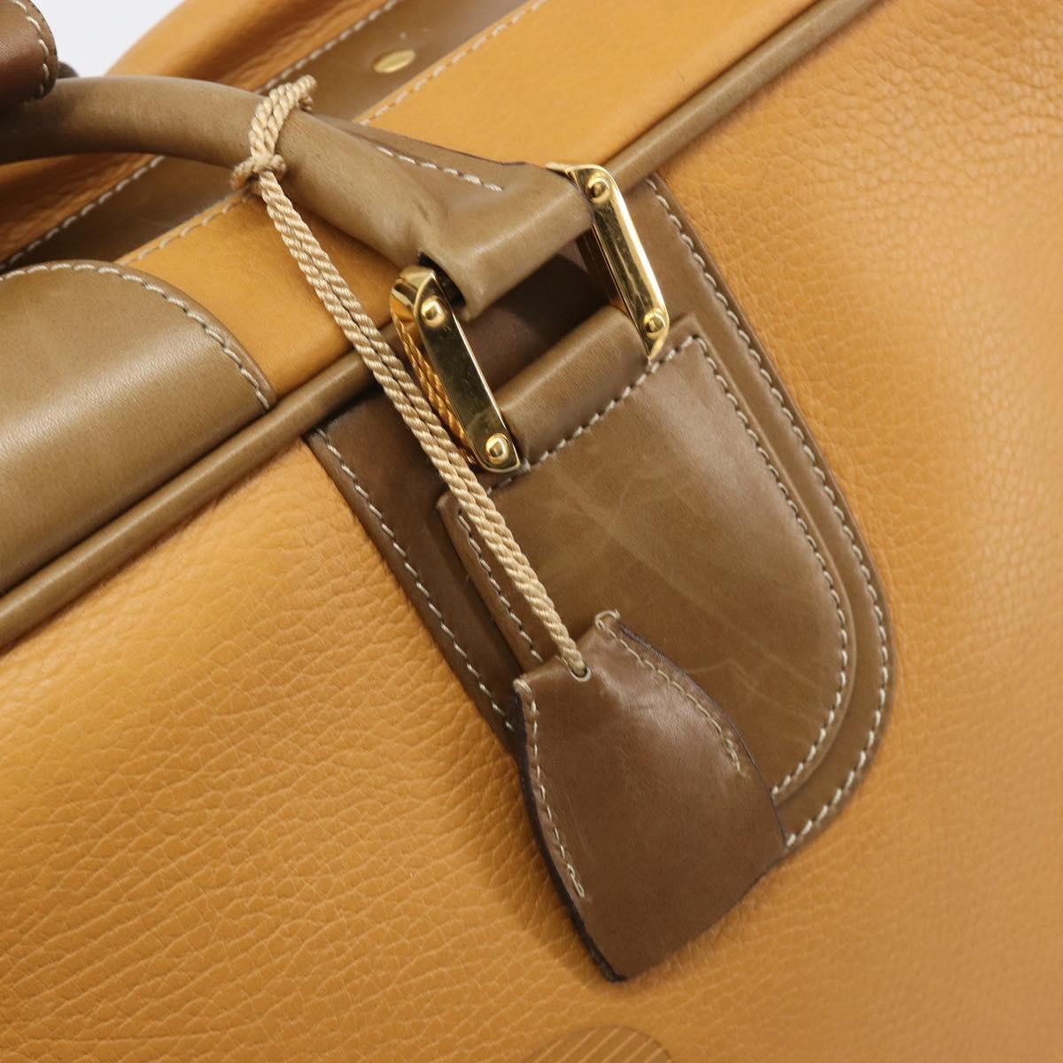 LOEWE Anagram Trunk Leather Beige Gold Tone Auth ep15147