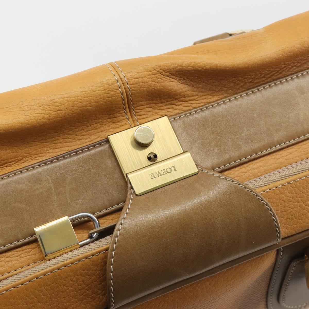 LOEWE Anagram Trunk Leather Beige Gold Tone Auth ep15147