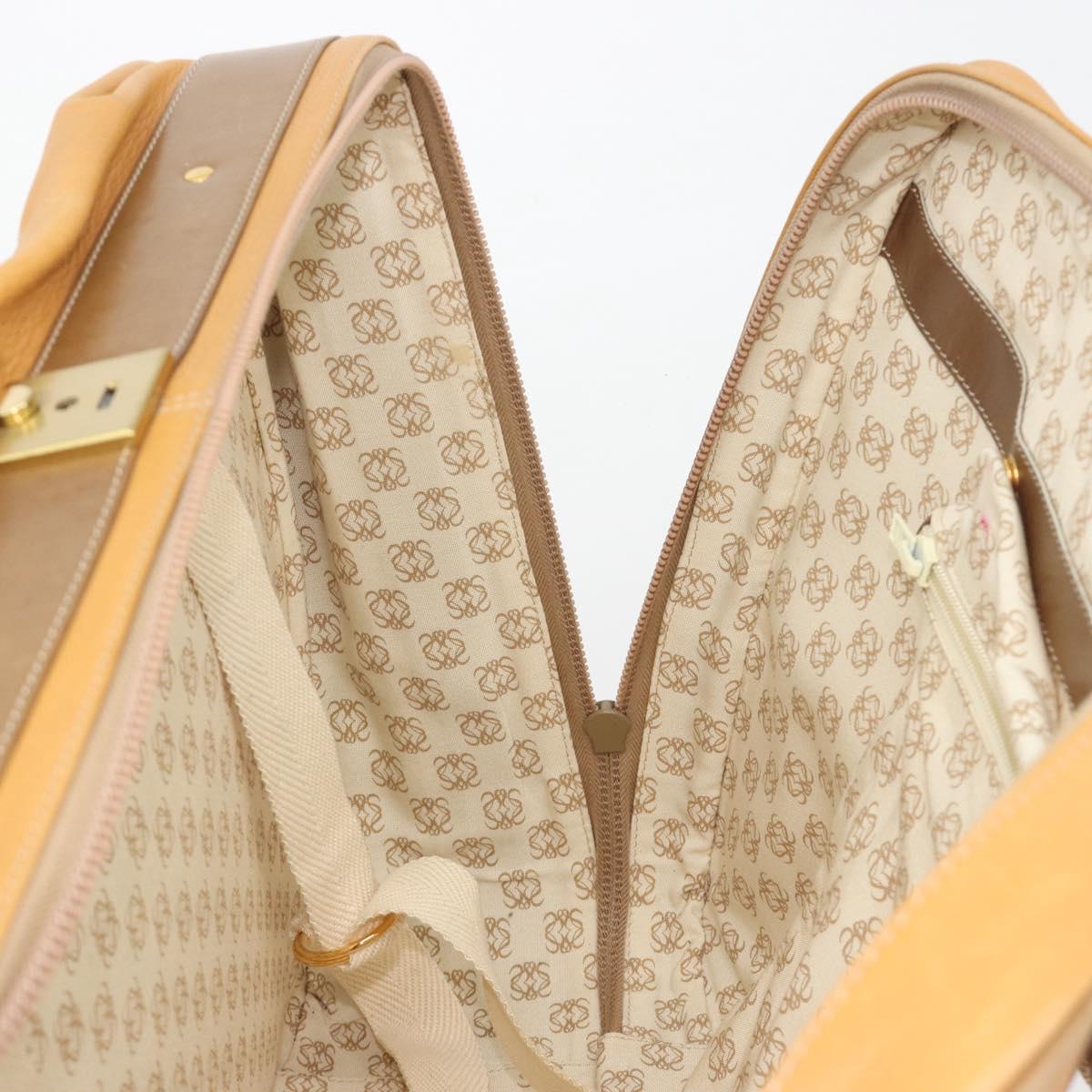 LOEWE Anagram Trunk Leather Beige Gold Tone Auth ep15147