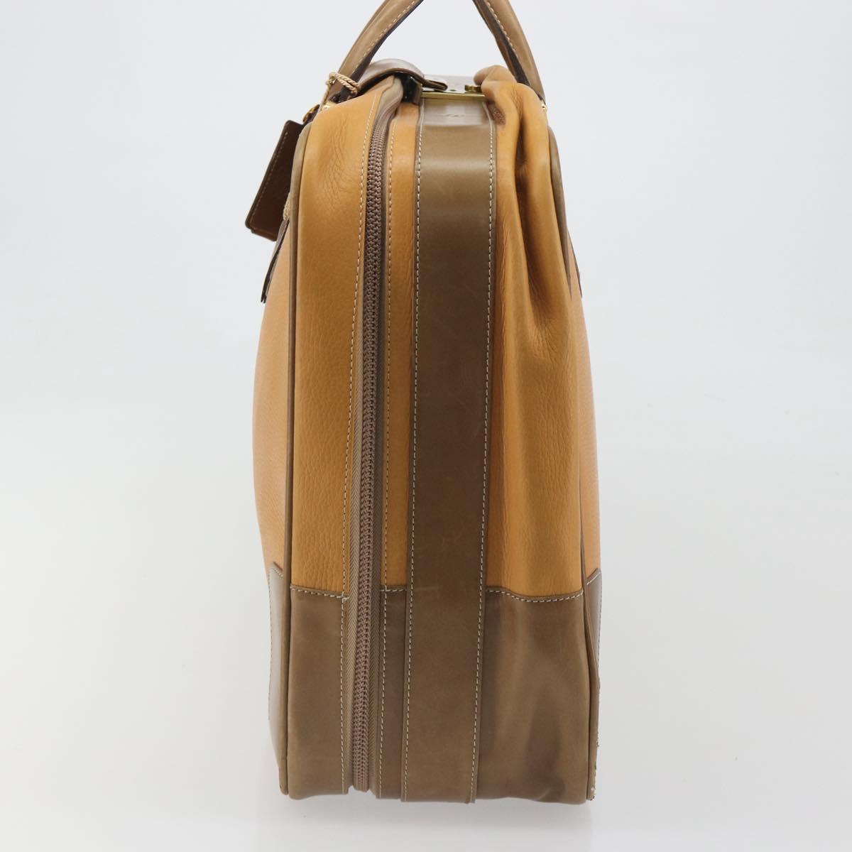 LOEWE Anagram Trunk Leather Beige Gold Tone Auth ep15147