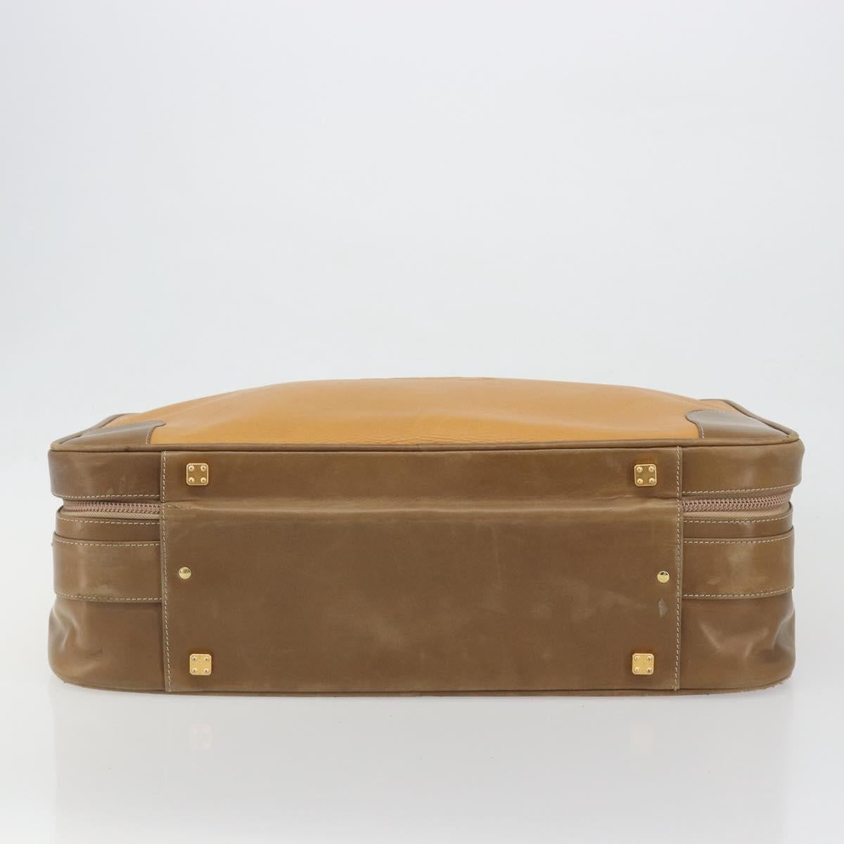 LOEWE Anagram Trunk Leather Beige Gold Tone Auth ep15147