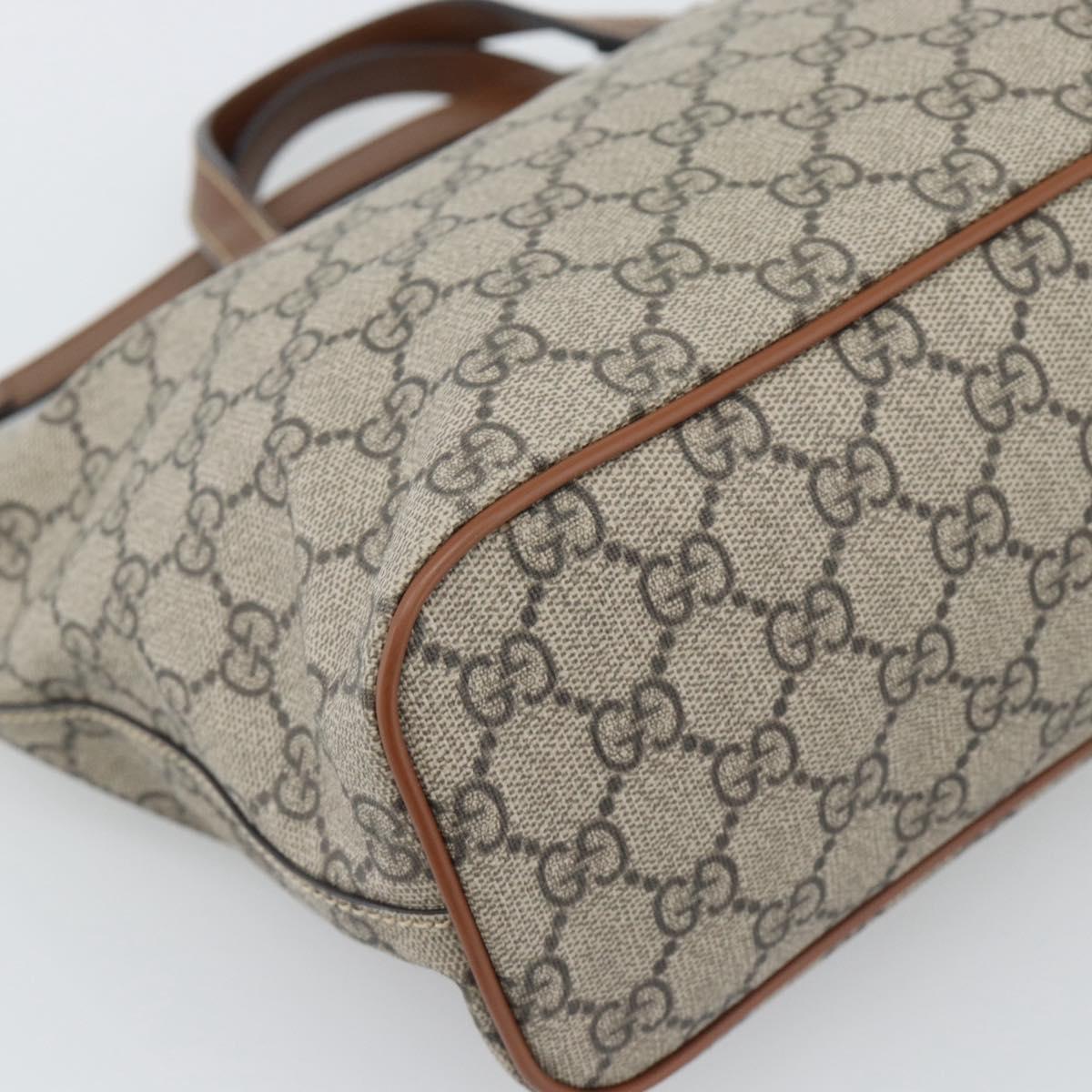 GUCCI GG Supreme Hand Bag PVC Leather 2way Beige Gold Tone 473887 Auth ep15151