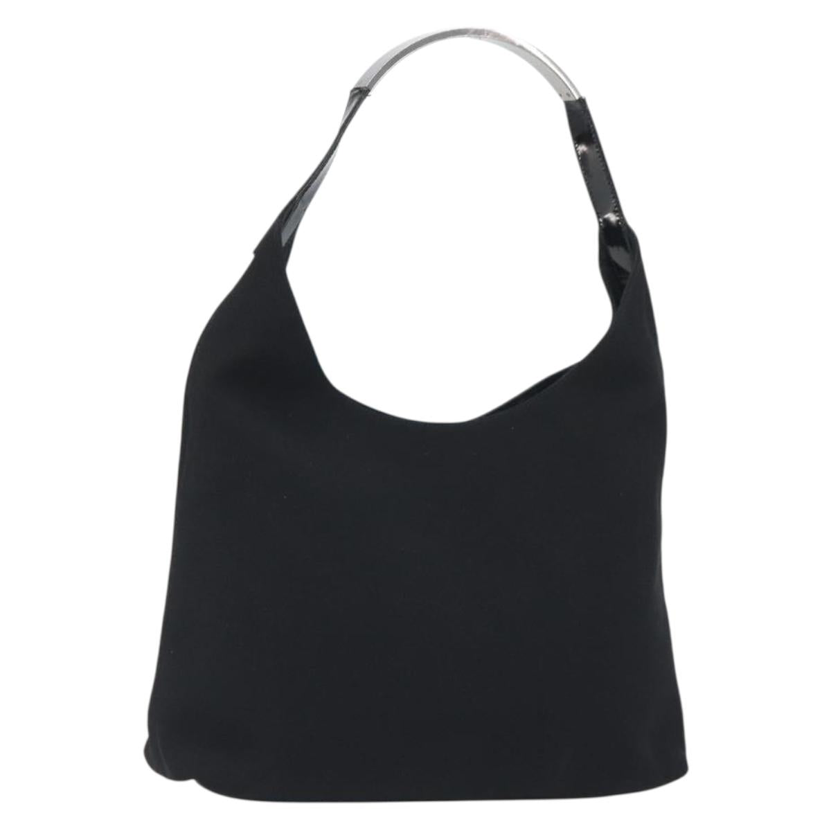 GUCCI Shoulder Bag Canvas Black Silver Auth ep15152