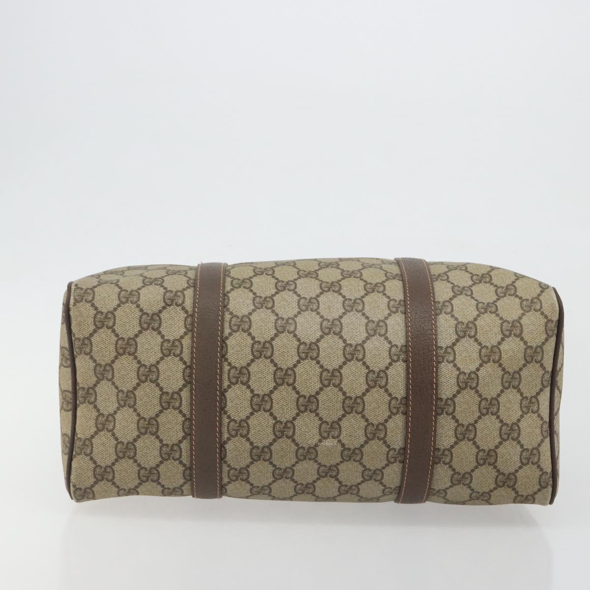 GUCCI GG Supreme Mini Boston Bag PVC Leather Beige Gold Tone Auth ep15153