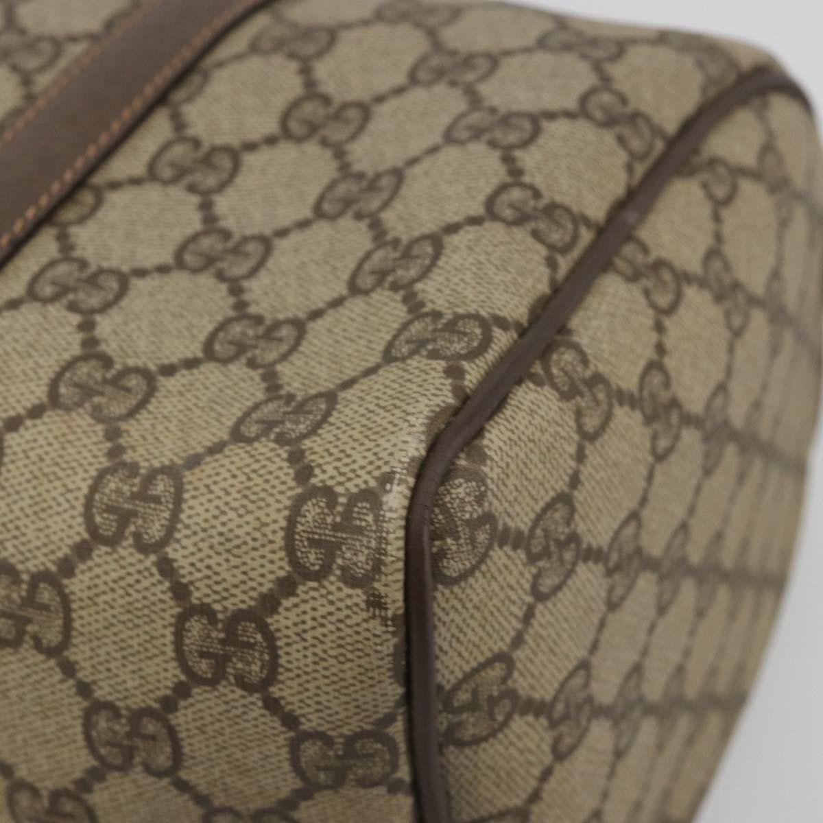 GUCCI GG Supreme Mini Boston Bag PVC Leather Beige Gold Tone Auth ep15153