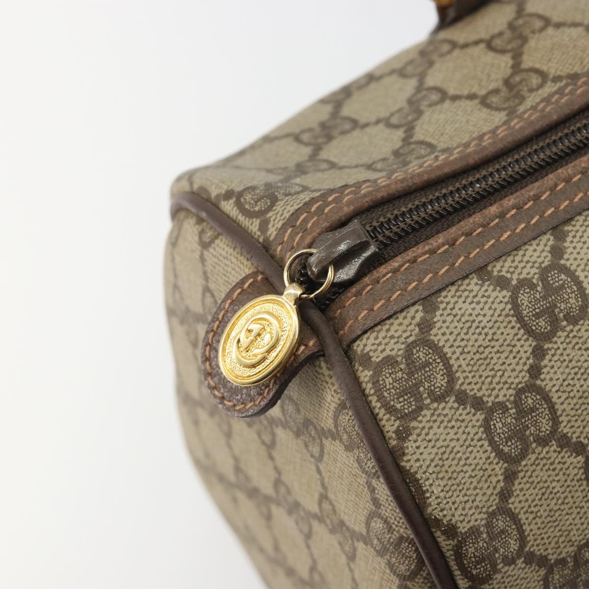 GUCCI GG Supreme Mini Boston Bag PVC Leather Beige Gold Tone Auth ep15153