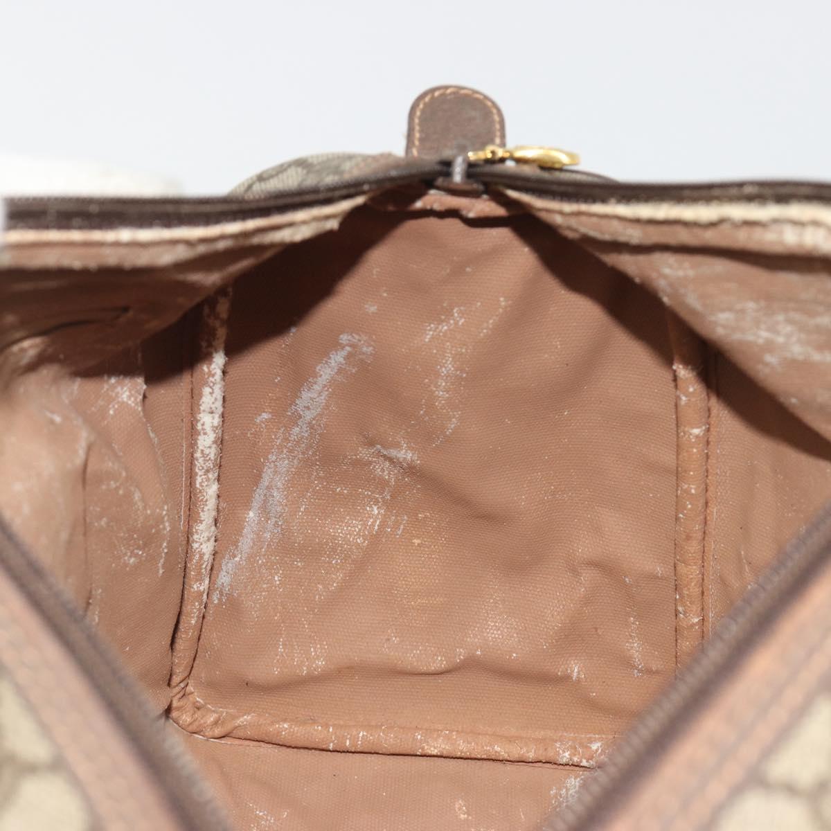 GUCCI GG Supreme Mini Boston Bag PVC Leather Beige Gold Tone Auth ep15153