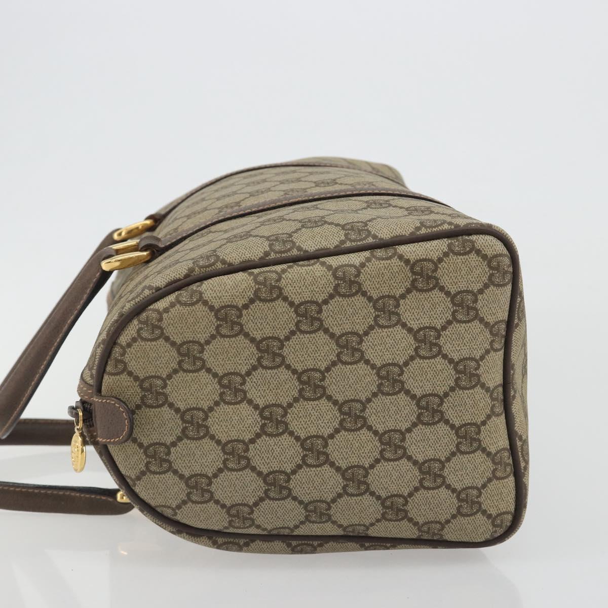 GUCCI GG Supreme Mini Boston Bag PVC Leather Beige Gold Tone Auth ep15153