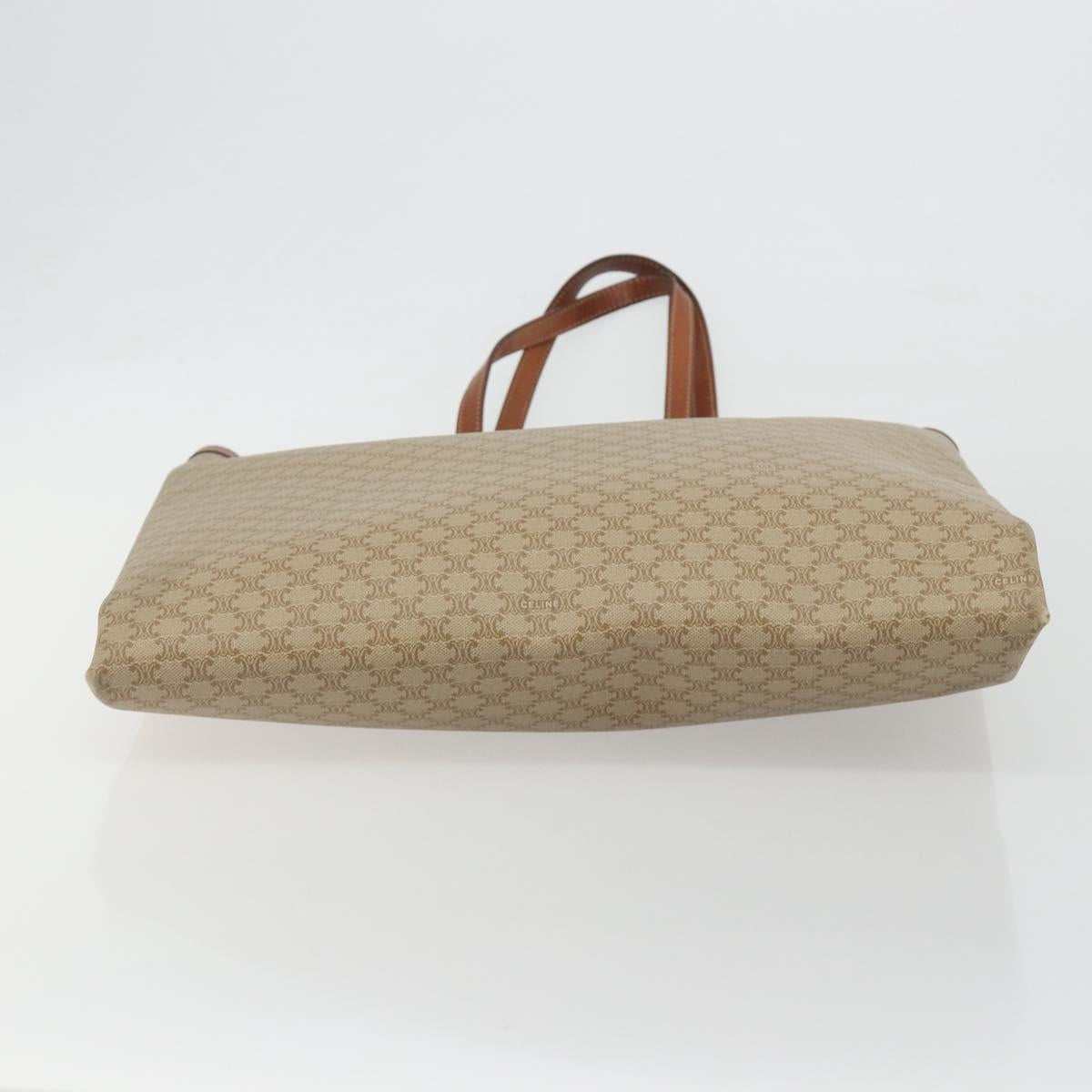 CELINE Macadam Tote Bag PVC Leather Beige Brown Auth ep15154