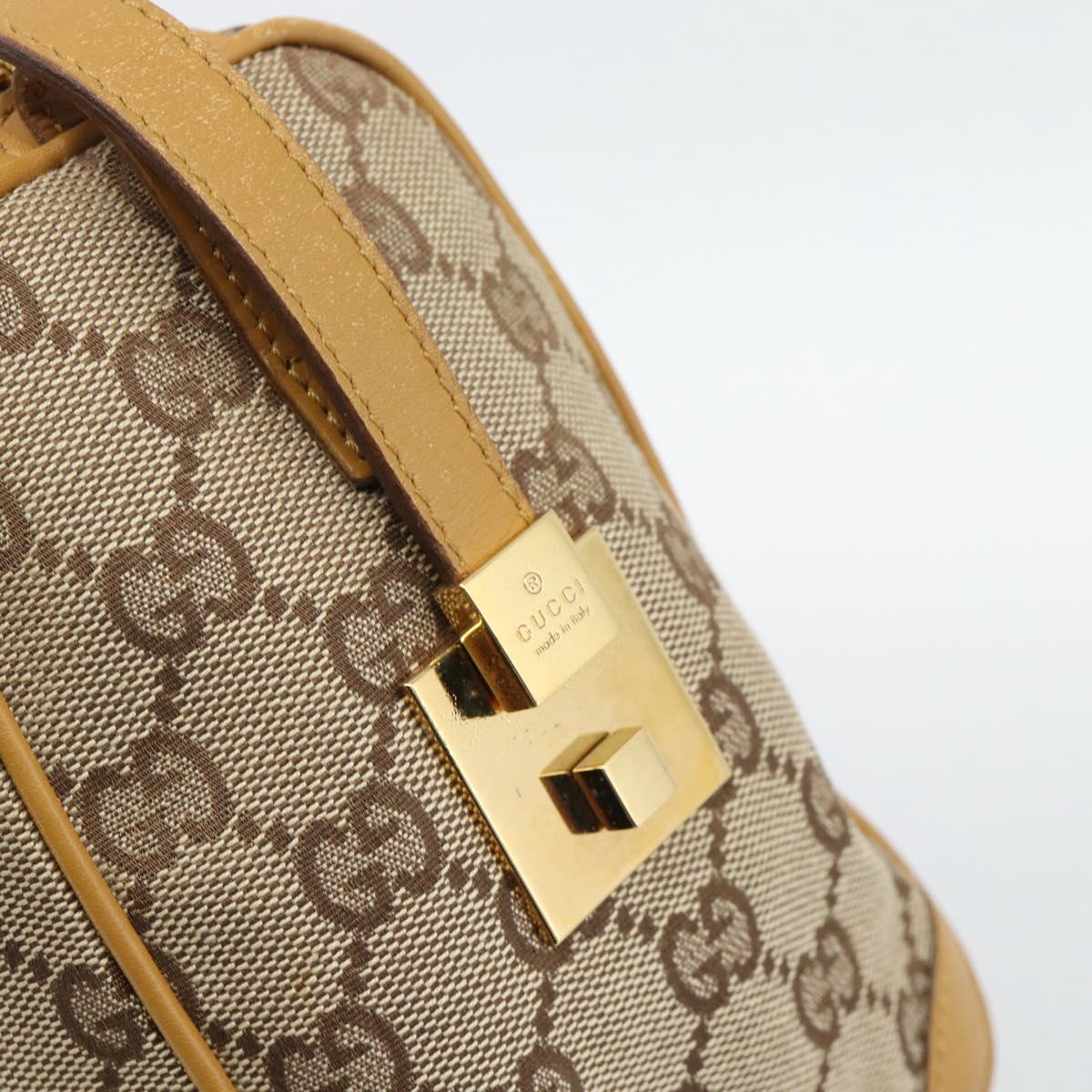 GUCCI GG Canvas Hand Bag Beige Gold Tone Auth ep15156