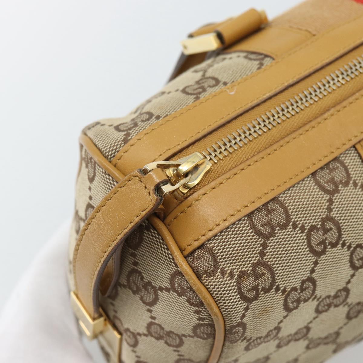 GUCCI GG Canvas Hand Bag Beige Gold Tone Auth ep15156