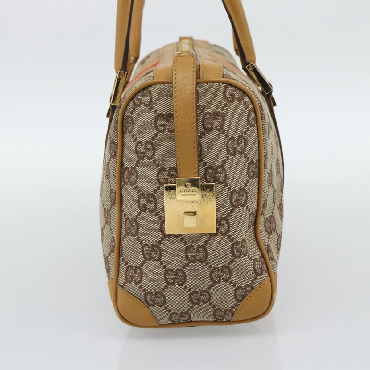 GUCCI GG Canvas Hand Bag Beige Gold Tone Auth ep15156