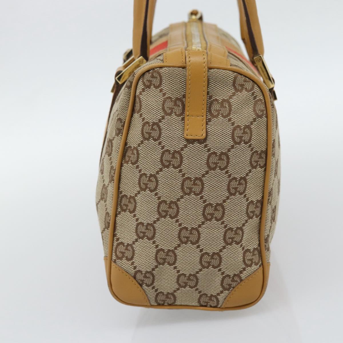GUCCI GG Canvas Hand Bag Beige Gold Tone Auth ep15156