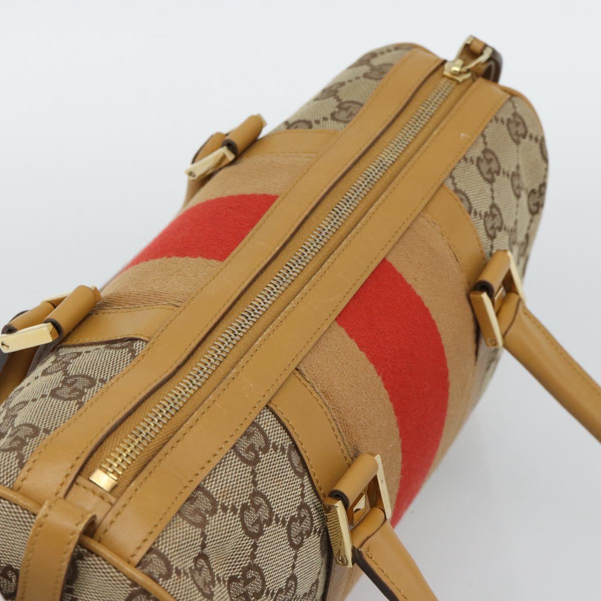 GUCCI GG Canvas Hand Bag Beige Gold Tone Auth ep15156