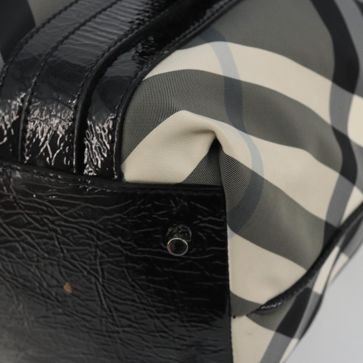 BURBERRY Nova Check Tote Bag Nylon Black Silver Auth ep15157