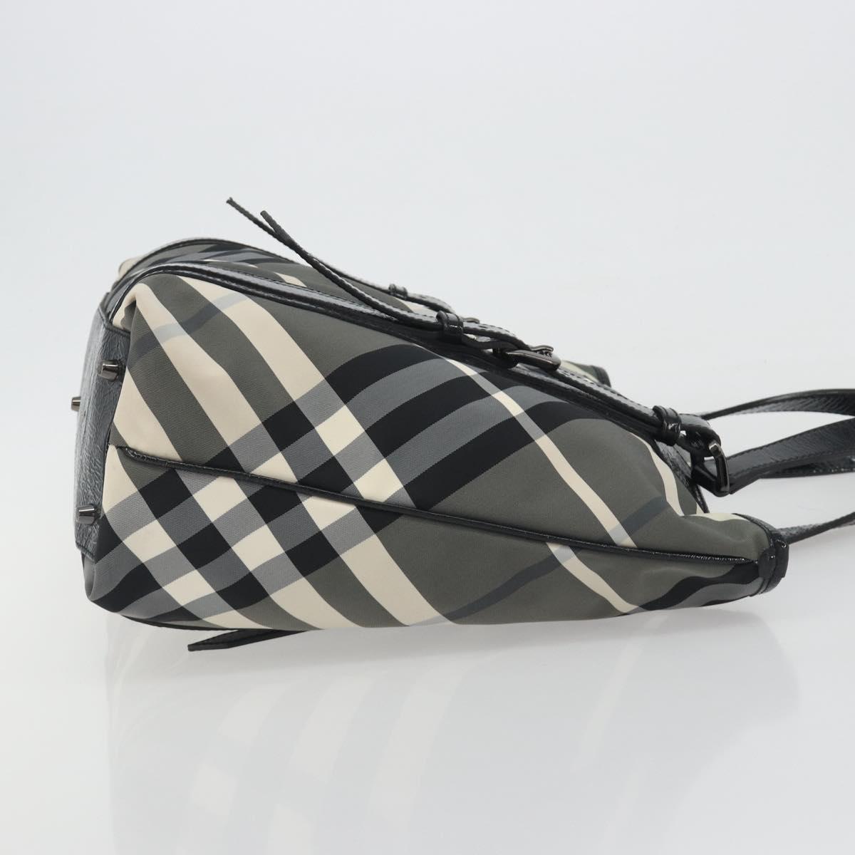 BURBERRY Nova Check Tote Bag Nylon Black Silver Auth ep15157