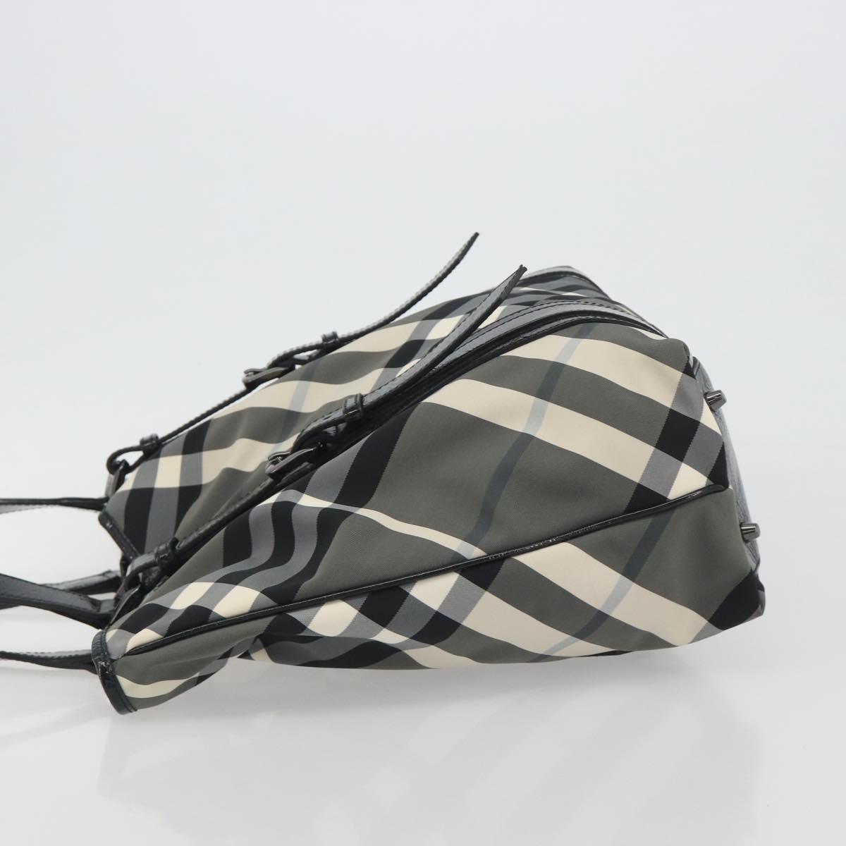 BURBERRY Nova Check Tote Bag Nylon Black Silver Auth ep15157