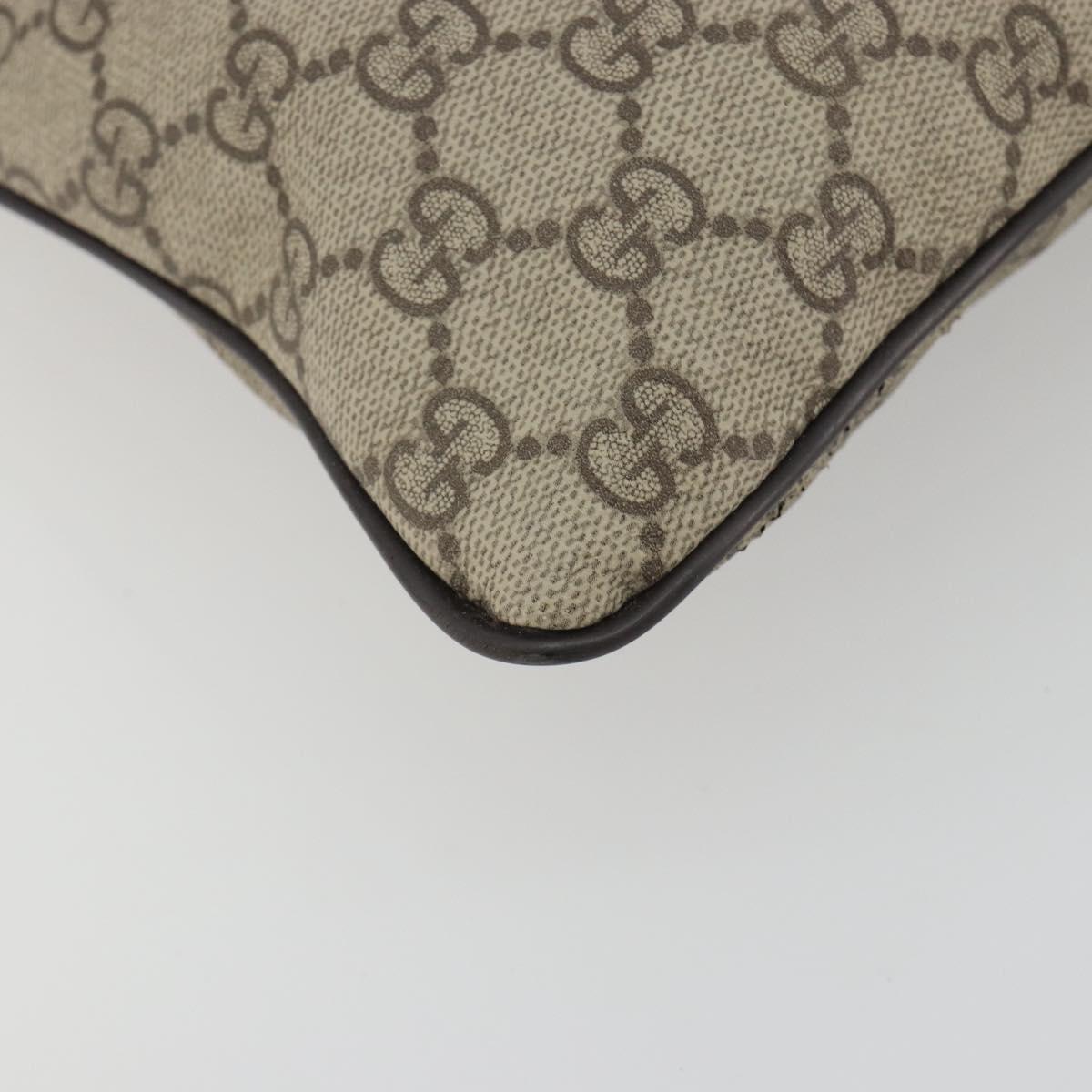 GUCCI GG Supreme Shoulder Bag PVC Leather Beige Silver 141626 Auth ep15158