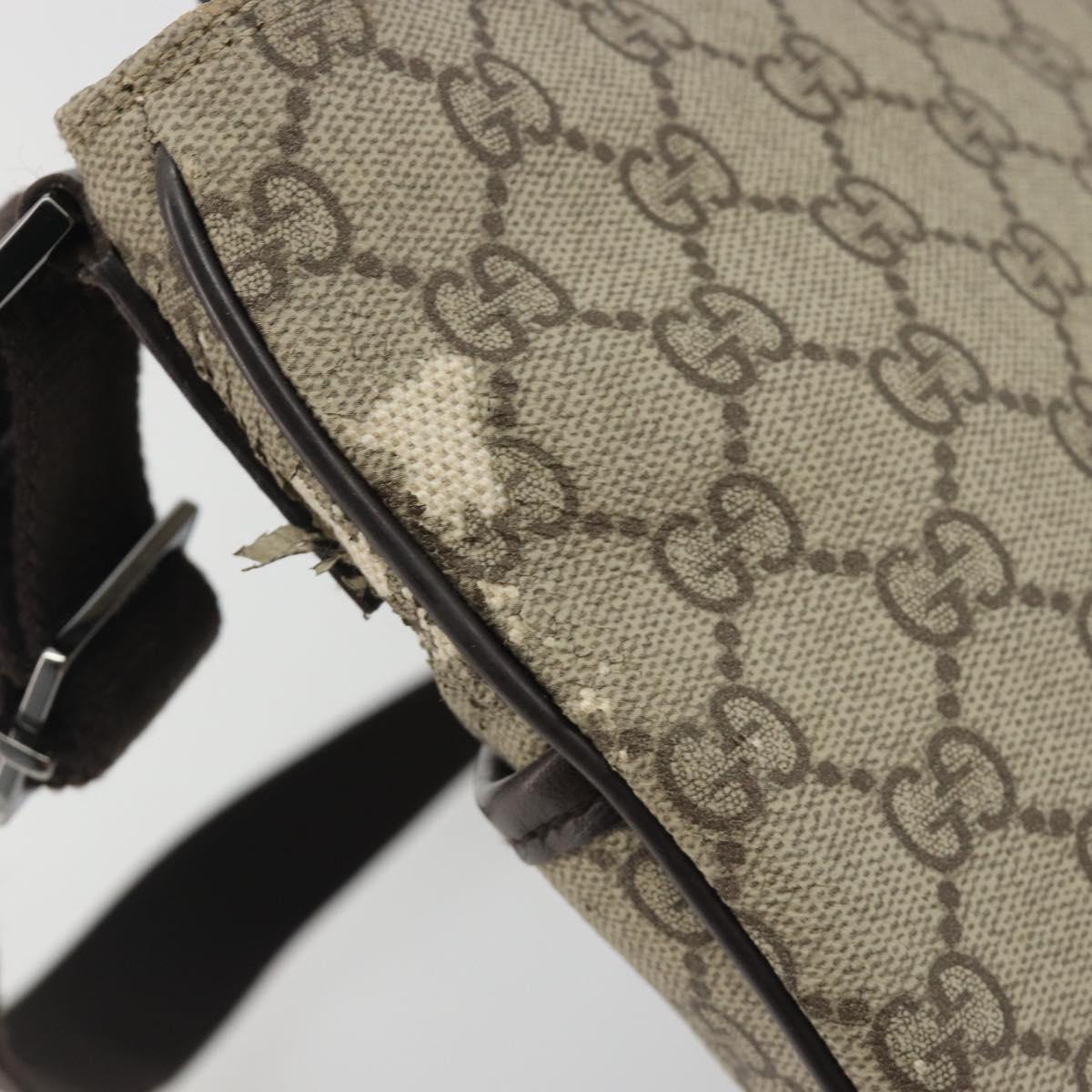 GUCCI GG Supreme Shoulder Bag PVC Leather Beige Silver 141626 Auth ep15158