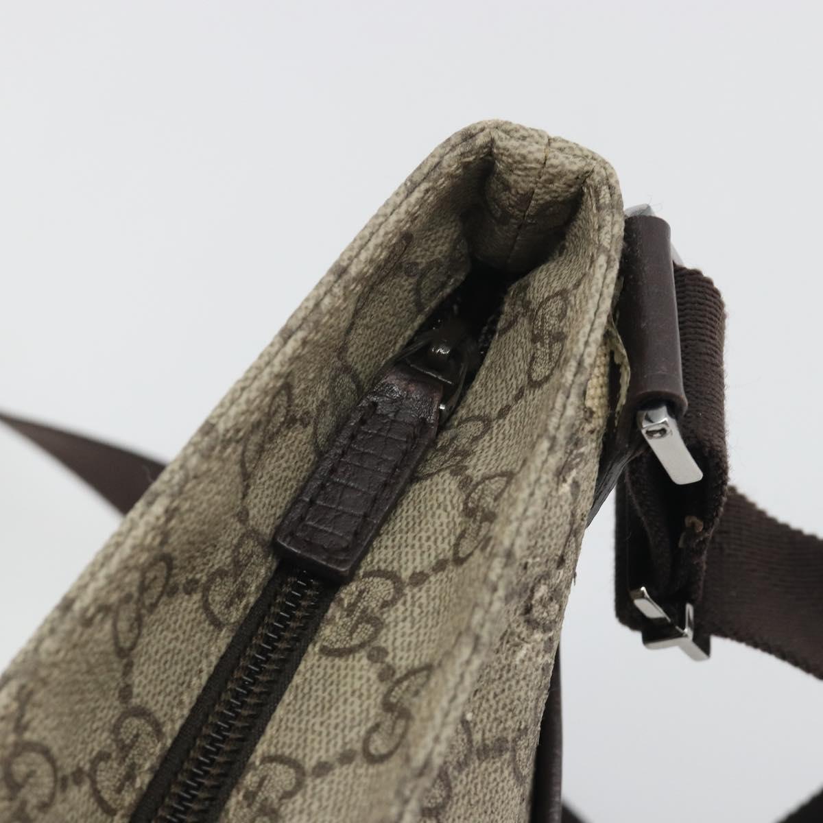 GUCCI GG Supreme Shoulder Bag PVC Leather Beige Silver 141626 Auth ep15158