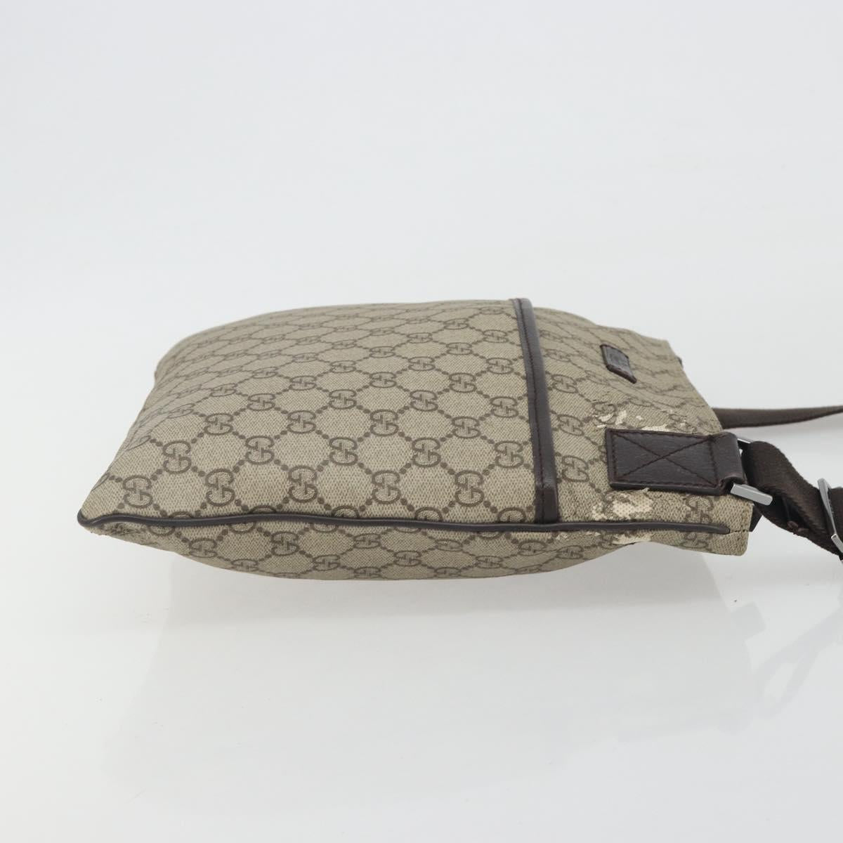 GUCCI GG Supreme Shoulder Bag PVC Leather Beige Silver 141626 Auth ep15158